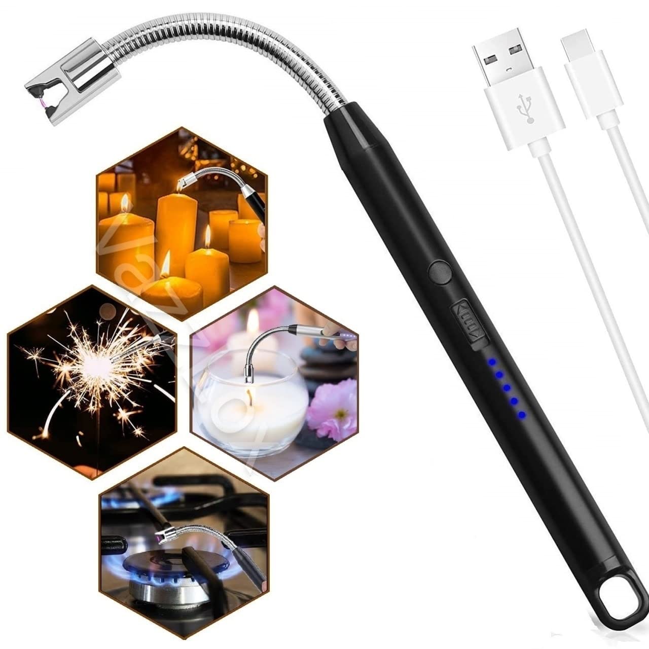 Stainless Steel Electric Lighter For Candles Rechargeable Electric Gas Lighter/Plasma Lighter