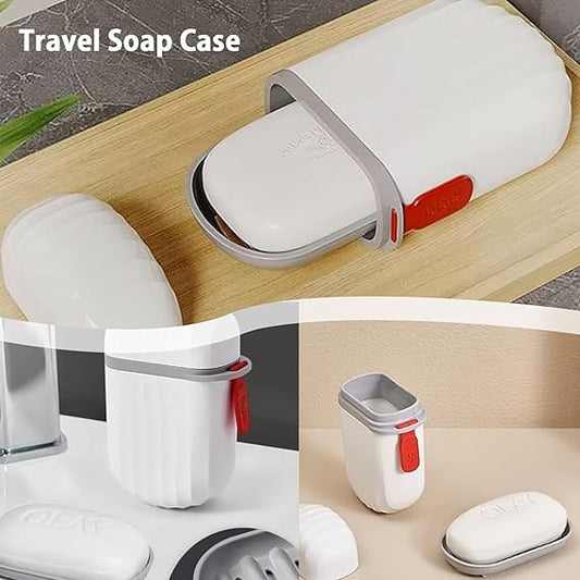 Plastic Soap Box for Travel Bathroom Soap Case - White